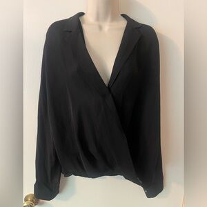 Vince black silk crossover blouse size small